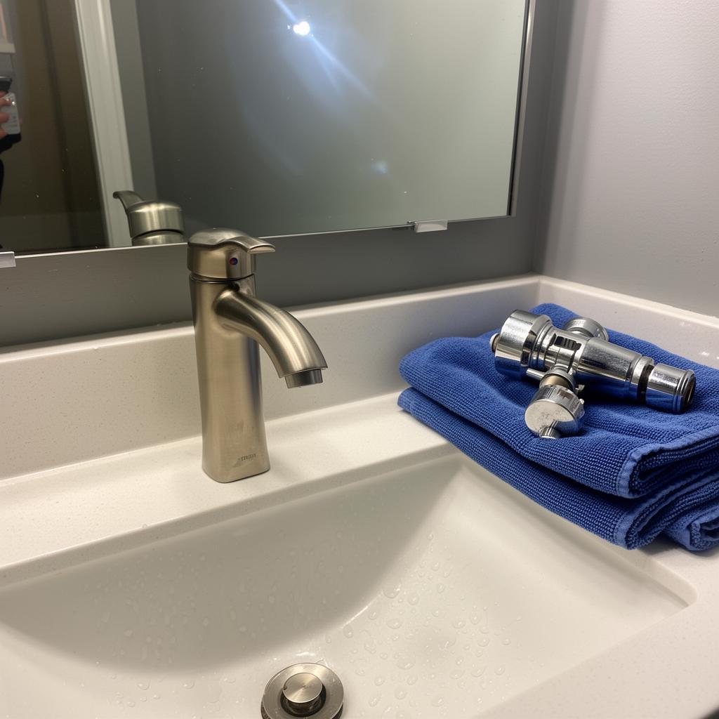 Bathroom faucet — original brushed nickel finish